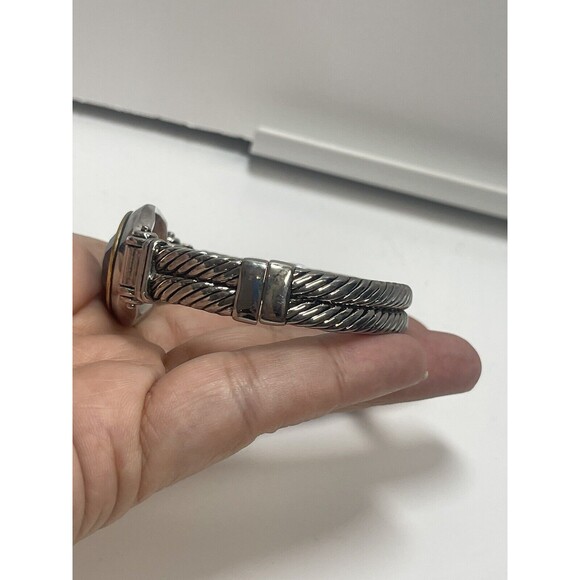 Dillards Silver Tone Black Stone Clamper Bangle Bracelet New - Picture 5 of 9